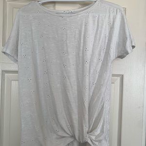 White t shirt with cute side knot!